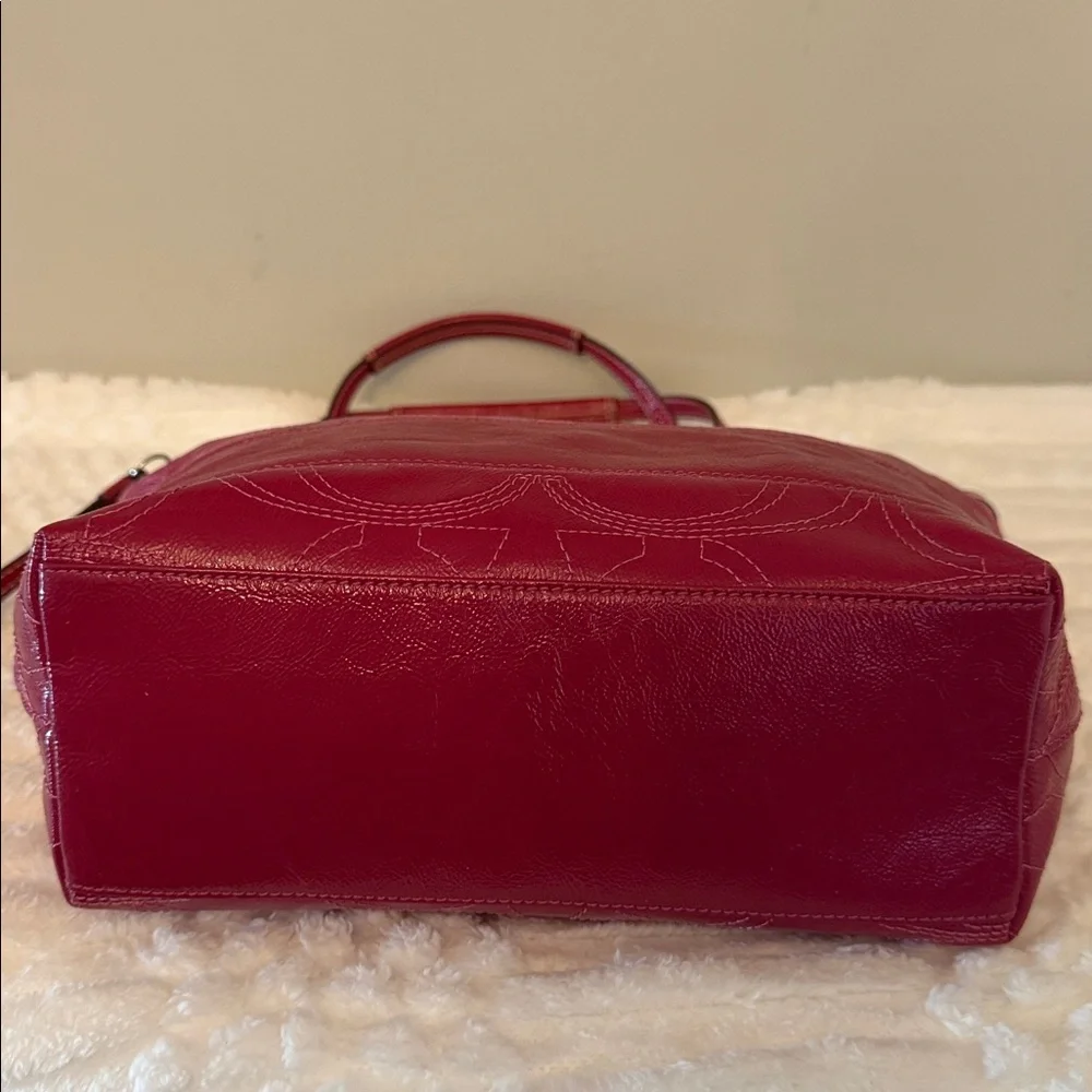 COACH Signature Berry Pink Patent Leather Tote Bag - Picture 6 of 16